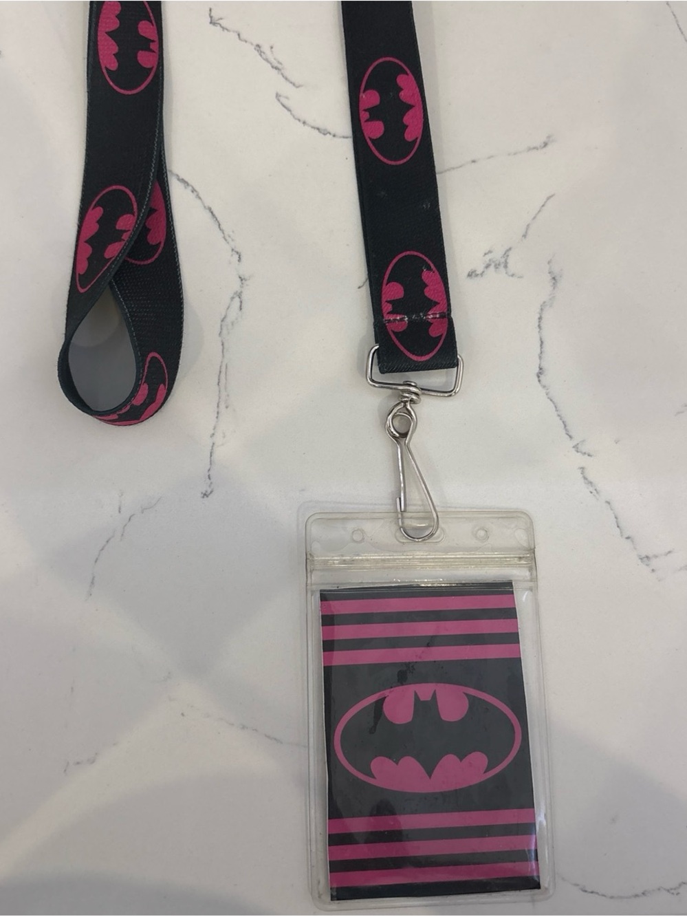 Pink and Black Batman Lanyard and Badge Holder